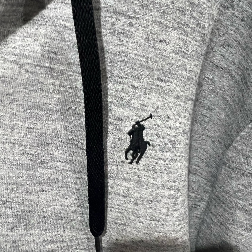 POLO Ralph Lauren Heather Gray Zip-Up Sweatshirt Full Zip Black Accents EUC S - Picture 3 of 4